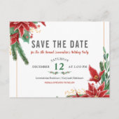 Kerstfeest Bewaar de datum Poinsettia Aankondigingskaart (Voorkant)