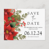 Kerstfeest Bewaar de datum Poinsettia Aankondigingskaart (Voorkant)