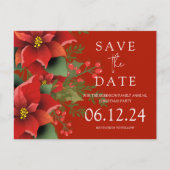 Kerstfeest Bewaar de datum Poinsettia Rood Aankondigingskaart (Voorkant)
