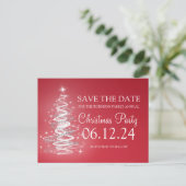 Kerstfeest Bewaar de datum Sparkling Tree Red Aankondigingskaart (Staand voorkant)