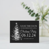 Kerstfeest Bewaar de datum Sprankelende Boom Zwart Aankondigingskaart (Staand voorkant)