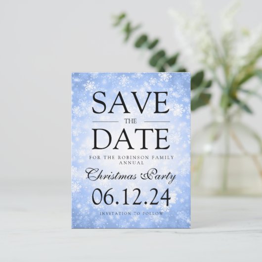 Kerstfeest Bewaar de datum Winter Blue Aankondigingskaart (Staand voorkant)