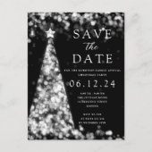 Kerstfeest Bewaar de datum Zilveren Boom Glam Aankondigingskaart (Voorkant)