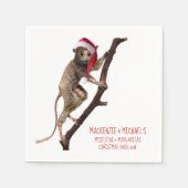 Kerstfeest Big Eyed Primate Monkey Santa Hat Servet (Voorkant)