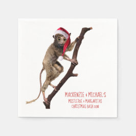 Kerstfeest Big Eyed Primate Monkey Santa Hat Servet
