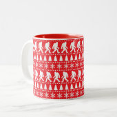 Kerstfeest Bigfoot Believer Tweekleurige Koffiemok (Voorkant links)