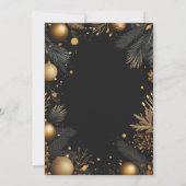 Kerstfeest Black and Gold Baubles Kaart (Achterkant)