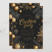 Kerstfeest Black and Gold Baubles Kaart (Voorkant / Achterkant)