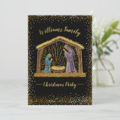 Kerstfeest Black Gold Holiday Party Kaart (Staand voorkant)