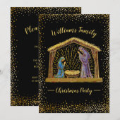 Kerstfeest Black Gold Holiday Party Kaart (Voorkant / Achterkant)