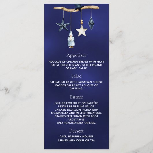 Kerstfeest blauw kabouter nordic menu (Voorkant)