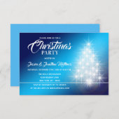 KERSTFEEST Blauw Wit Twinkle Lights Tree Kaart (Voorkant / Achterkant)