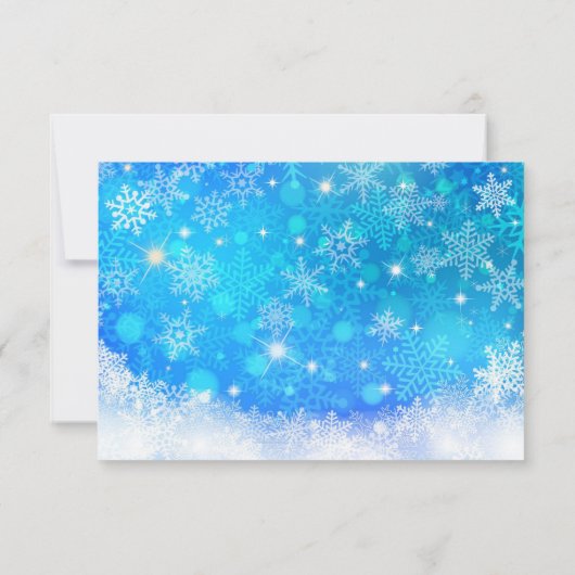 KERSTFEEST Blauw Witte Sneeuwvlokken Sneeuwglitter Kaart (Achterkant)