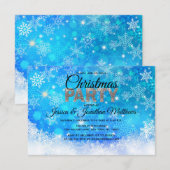 KERSTFEEST Blauw Witte Sneeuwvlokken Sneeuwglitter Kaart (Voorkant / Achterkant)