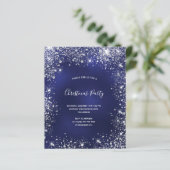 Kerstfeest blauw zilveren glitter sparren (Staand voorkant)