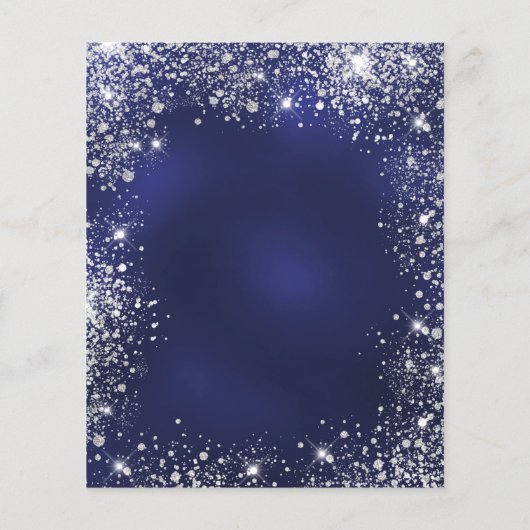 Kerstfeest blauw zilveren glitter sparren (Achterkant)