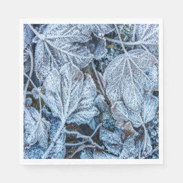 Kerstfeest Blauwe Bladeren Sneeuw Feestdagen Winte Servet
