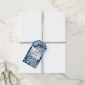 Kerstfeest Blauwe Blauwe Blauwblaasjes sneeuwwinte Cadeaulabel (Met Touw)