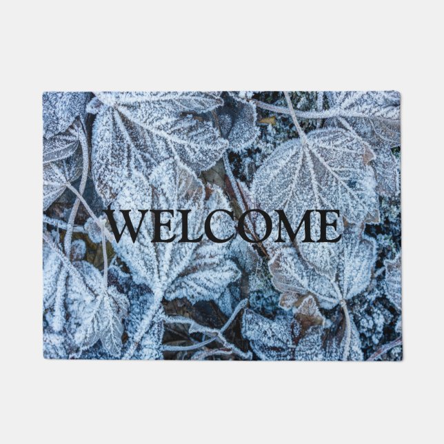 Kerstfeest Blauwe Blauwe Blauwblaasjes sneeuwwinte Deurmat (Voorkant)