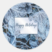 Kerstfeest Blauwe Blauwe Blauwblaasjes sneeuwwinte Ronde Sticker (Voorkant)
