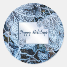 Kerstfeest Blauwe Blauwe Blauwblaasjes sneeuwwinte Ronde Sticker