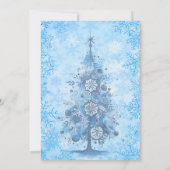 Kerstfeest blauwe boom sneeuwvlokken kaart (Achterkant)