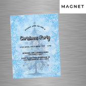 Kerstfeest blauwe boom sneeuwvlokken luxe magnetische uitnodiging