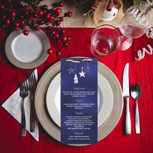 Kerstfeest blauwe kabouter Nordic menu