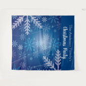 Kerstfeest blauwe sneeuwvlokken foto achtergrond wandkleed (Voorkant (horizontaal))