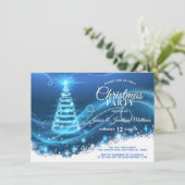 KERSTFEEST BLAUWE Twinkle Lights Sneeuwboom Kaart (Staand voorkant)