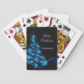 Kerstfeest blauwe zwarte boom modern pokerkaarten (Achterkant)