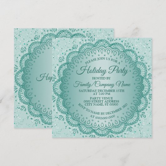 Kerstfeest Blauwgroen Feestdagen Kaart (Voorkant / Achterkant)