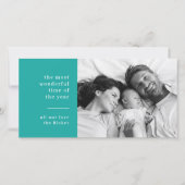 Kerstfeest | Blauwgroen foto Modern Turquoise Feestdagenkaart (Voorkant)