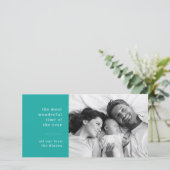 Kerstfeest | Blauwgroen foto Modern Turquoise Feestdagenkaart (Staand voorkant)