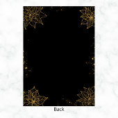 Kerstfeest bloemen en sterren | Zwart en goud Kaart