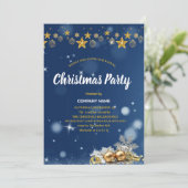 KERSTFEEST Blue en Gouden Kerstdoballs Glitters Kaart (Staand voorkant)