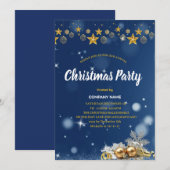KERSTFEEST Blue en Gouden Kerstdoballs Glitters Kaart (Voorkant / Achterkant)