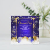 Kerstfeest Blue Gold Bauble Snowflake Kaart (Staand voorkant)