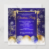 Kerstfeest Blue Gold Bauble Snowflake Kaart (Voorkant)