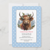 Kerstfeest Blue Highland Koe Kaart (Voorkant)