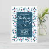Kerstfeest Blue Waterverf Botanisch Kaart (Staand voorkant)