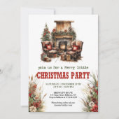 Kerstfeest boerderij uitnodiging rood groen (Voorkant)