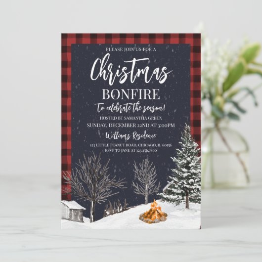 Kerstfeest Bonfire Kaart (Staand voorkant)