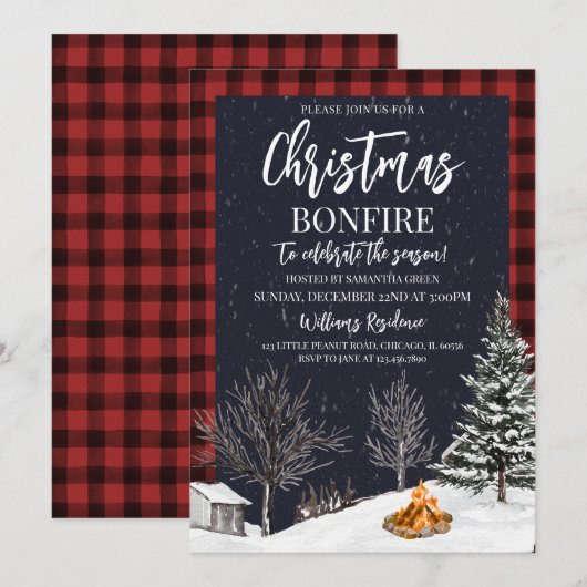 Kerstfeest Bonfire Kaart (Voorkant / Achterkant)