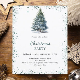 Kerstfeest boom groene hand-getrokken uitnodiging