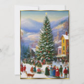Kerstfeest boom mensen zingen kaart (Voorkant)