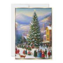 Kerstfeest boom mensen zingen