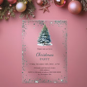 Kerstfeest boom sneeuw groen met de hand getekend acryl uitnodigingen