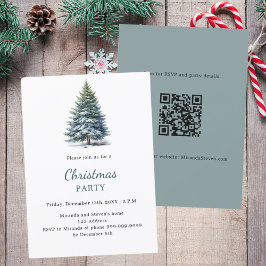 Kerstfeest boom sneeuw handgetekende QR-code Kaart