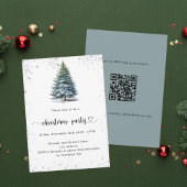 Kerstfeest boom sneeuw handgetekende QR-code Kaart